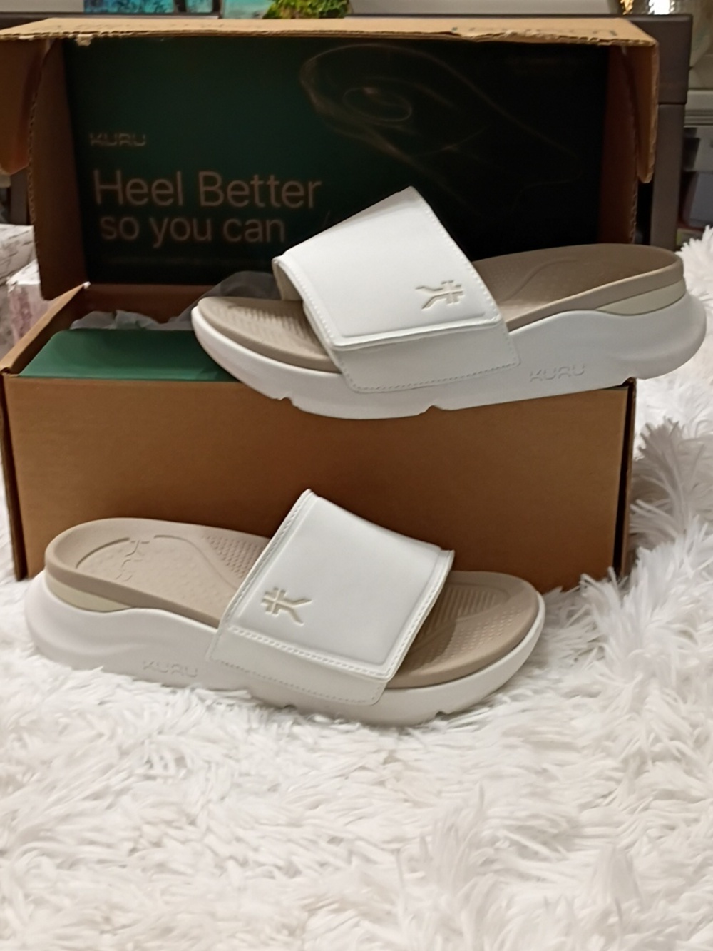 KURU Moment Cream Arch supportive premium recovery slide Sandals Arch Support